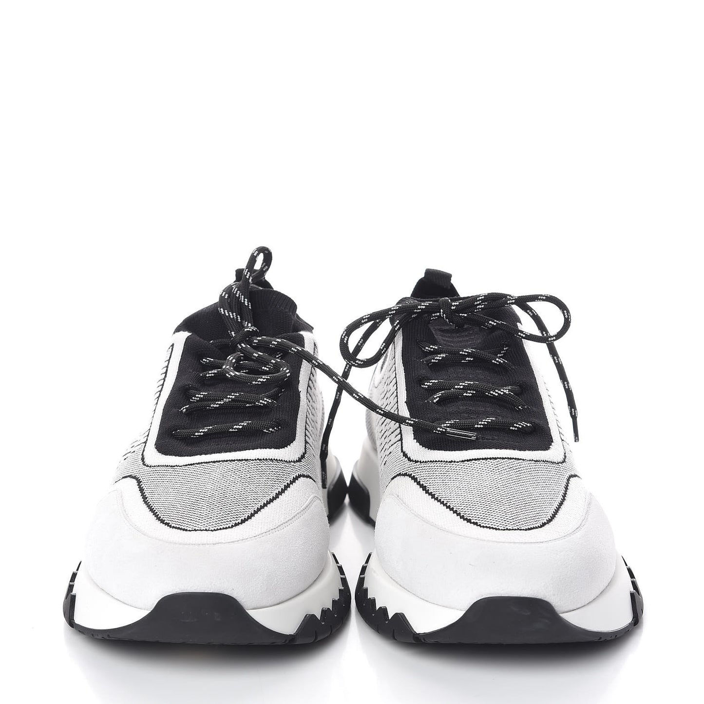Knit Goatskin Mens Addict Sneakers 45 Black White
