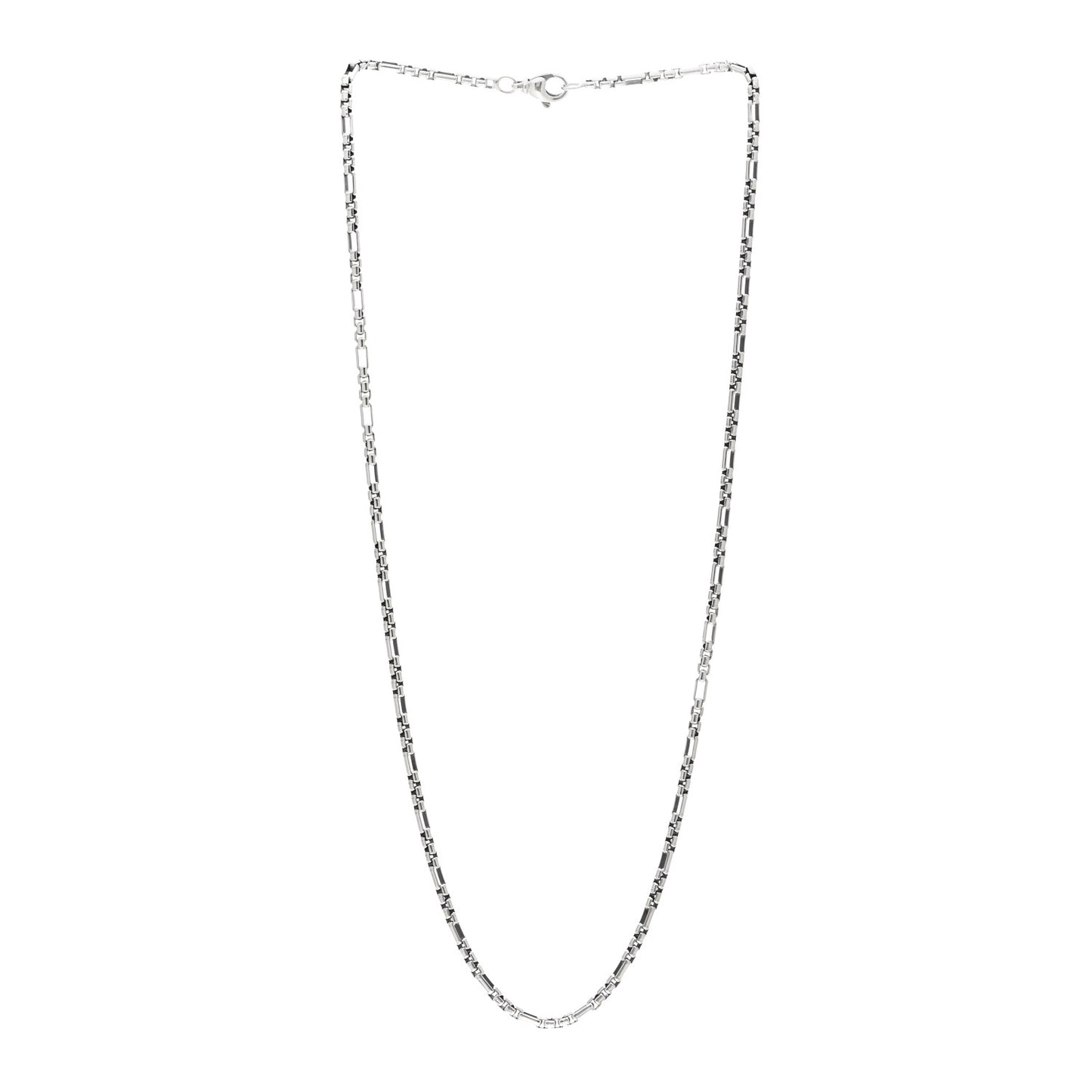 Sterling Silver 3mm Open Station Box Chain Necklace 22"