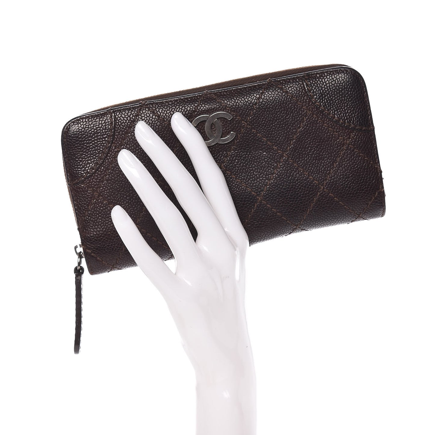 Caviar Quilted Outdoor Ligne Wallet Dark Brown