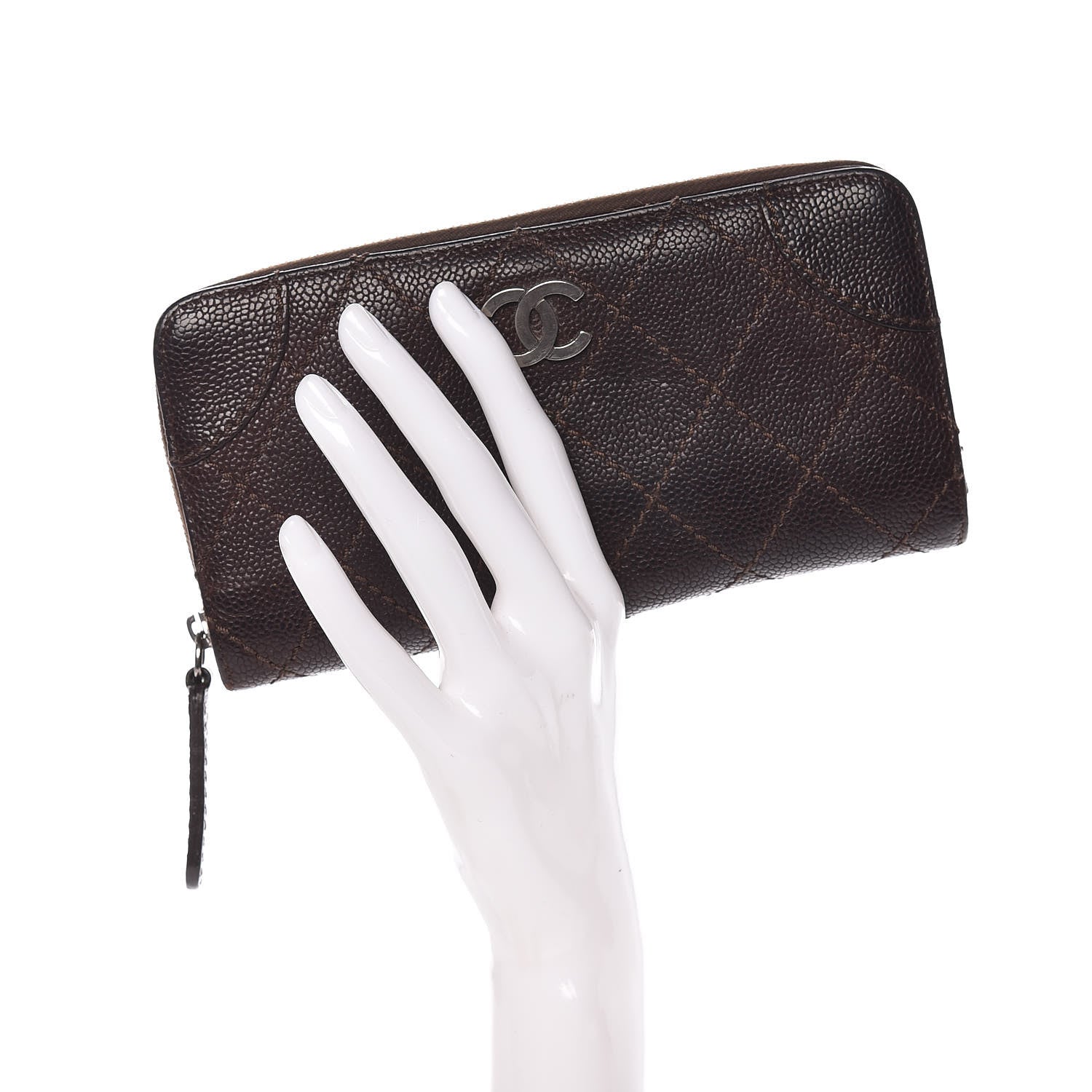 Chanel Caviar Quilted Outdoor Ligne Wallet Dark Brown 2 of 11