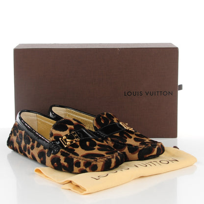 Louis Vuitton Pony Hair Leopard Lombok Mocassin Loafers 38.5 Black 5 of 9