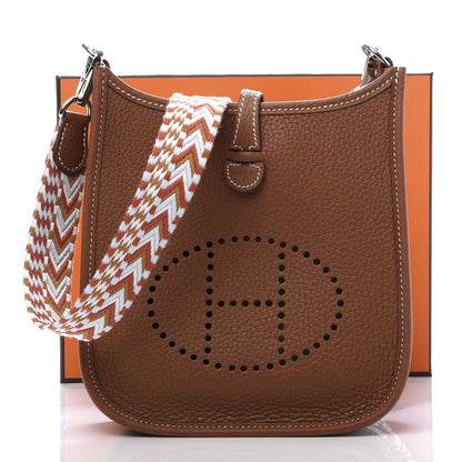 Hermes Taurillon Clemence Allegro Evelyne TPM Gold Cornaline White 11 of 11