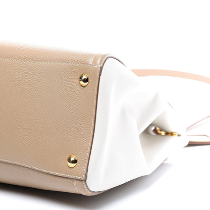 Prada Saffiano Lux Medium Bi-Color Tote Visone Talco 8 of 10