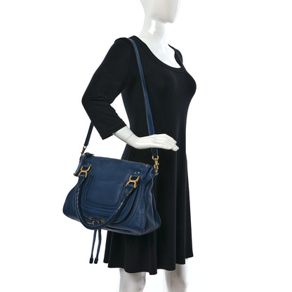 Chloe Calfskin Medium Marcie Satchel Royal Navy 2 of 21
