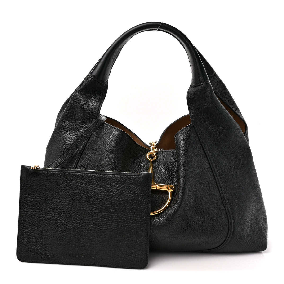 Gucci Grained Calfskin Softbit Maxi Shoulder Bag Black 3 of 11