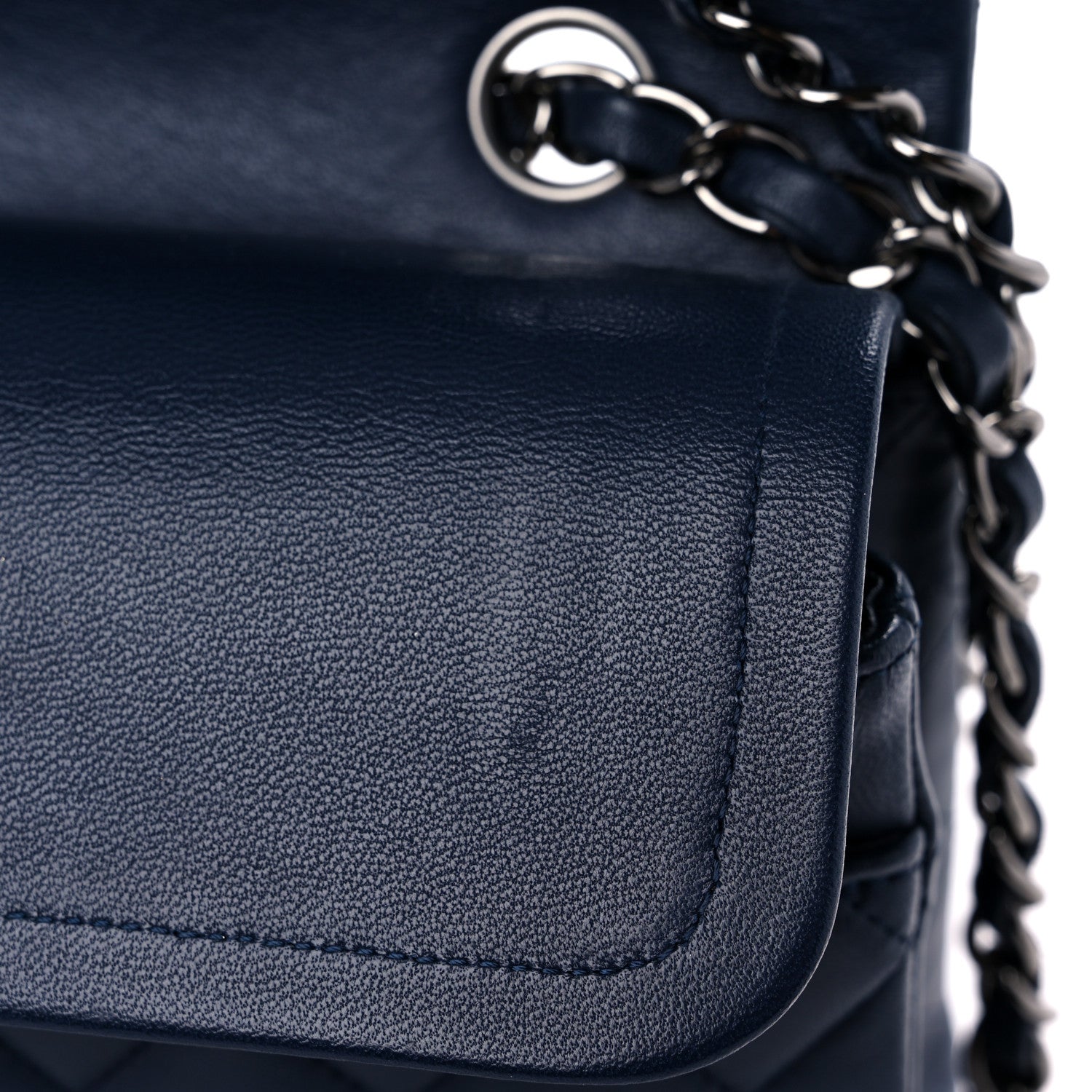 Chanel Lambskin Quilted Medium Double Flap Navy 14 of 17