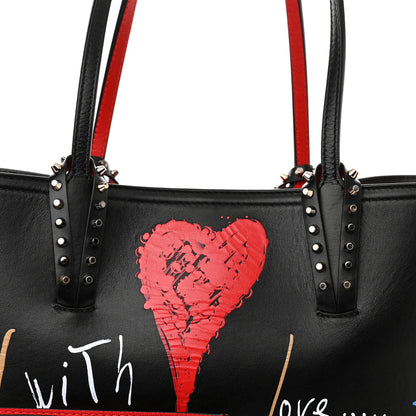 Christian Louboutin Calfskin Loubitag Spikes East West Cabata Tote Black 8 of 10