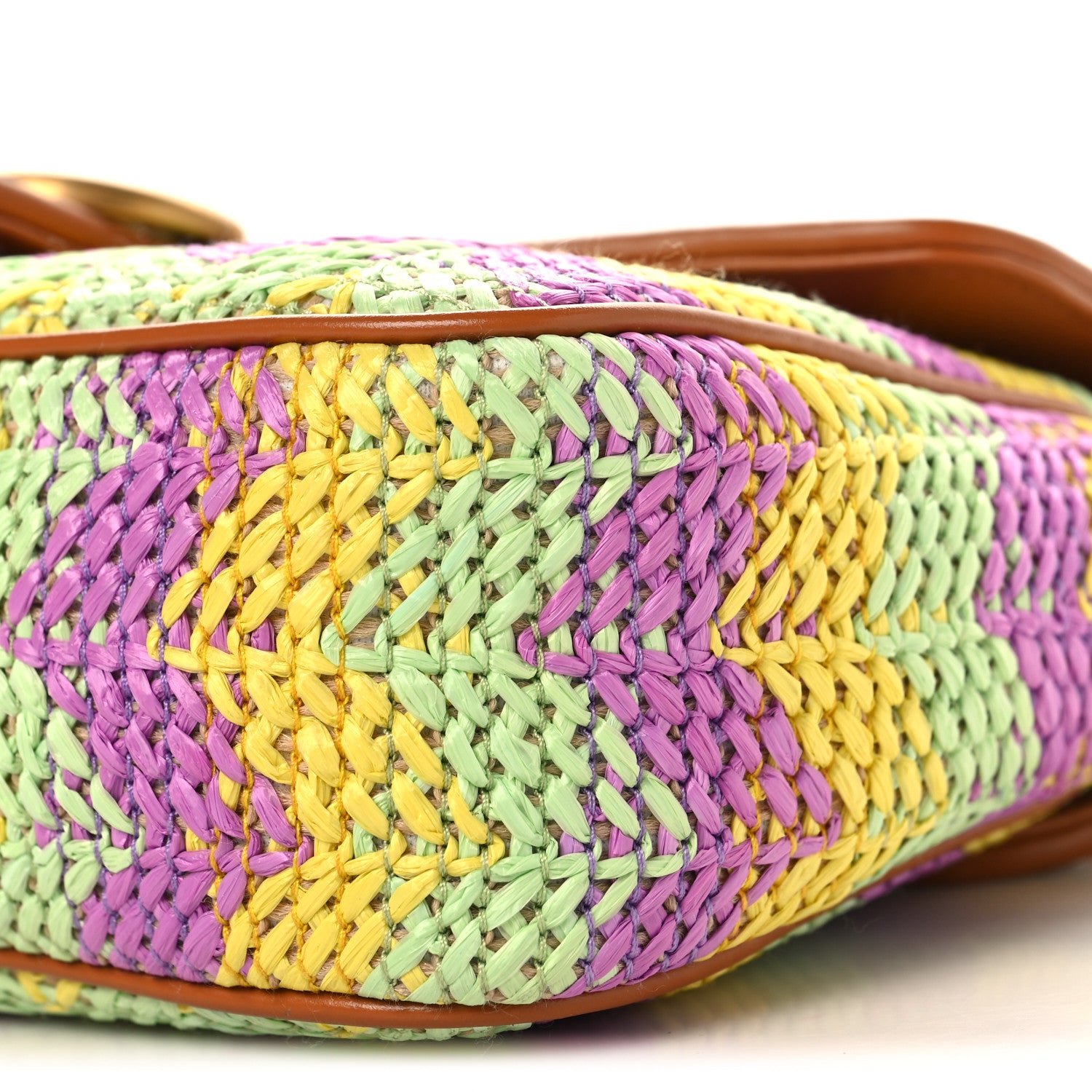Gucci Calfskin Raffia Woven Small GG Marmont Shoulder Bag Multicolor 10 of 10