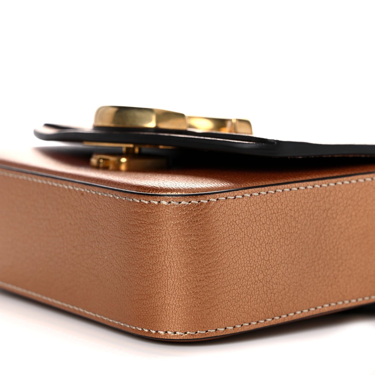 Shiny Calfskin Mini C Double Carry Rose Gold