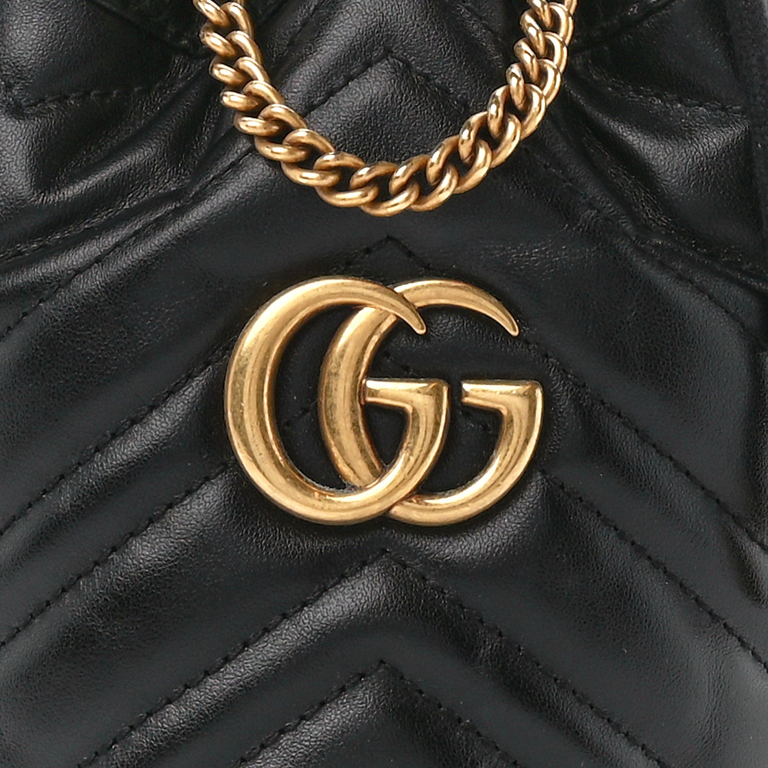 Gucci Calfskin Matelasse Mini GG Marmont 2.0 Bucket Bag Black 8 of 11