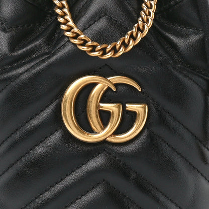 Gucci Calfskin Matelasse Mini GG Marmont 2.0 Bucket Bag Black 8 of 11