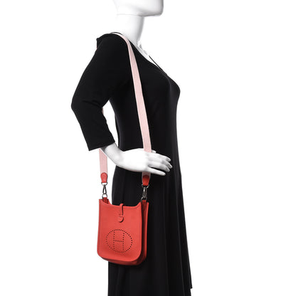 Hermes Taurillon Clemence Amazone Evelyne TPM Rouge Pivoine Rose Sakura 2 of 12