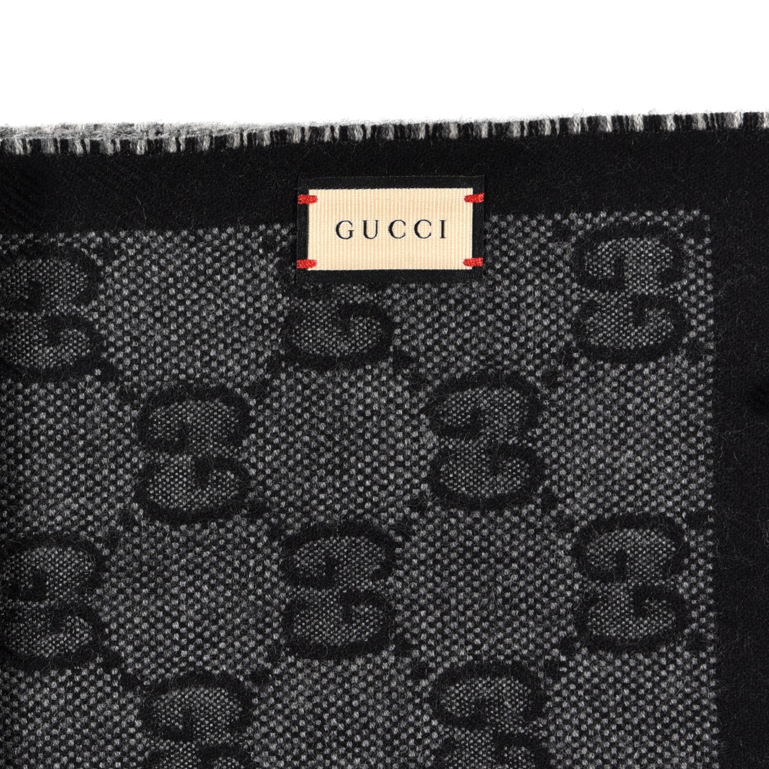 Gucci Wool GG Monogram Doubly G Scarf Anthracite Black 4 of 4