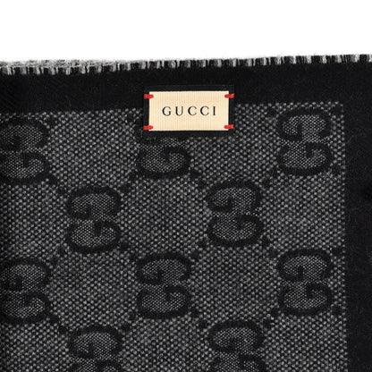 Gucci Wool GG Monogram Doubly G Scarf Anthracite Black 4 of 4