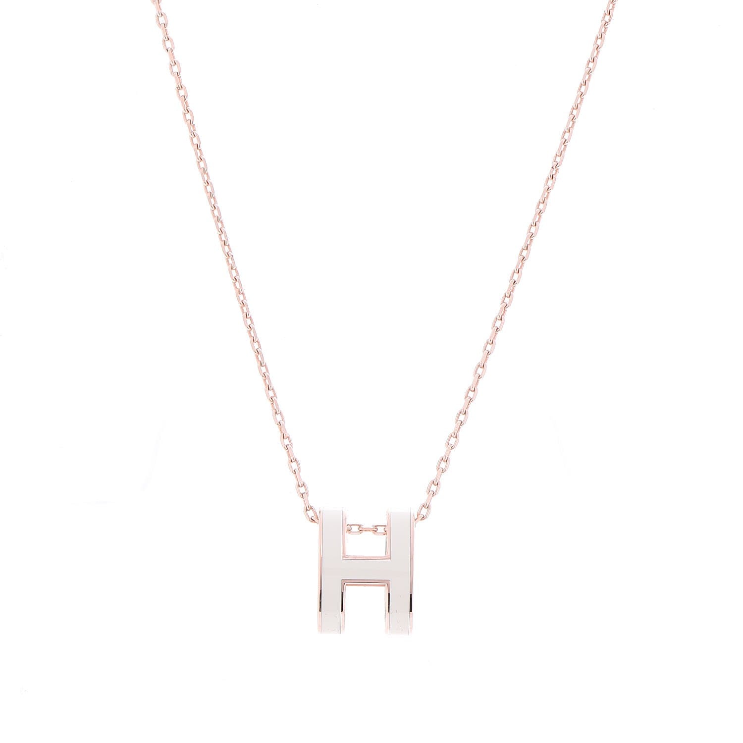 Hermes Lacquered Rose Gold Pop H Pendant Necklace White 4 of 7