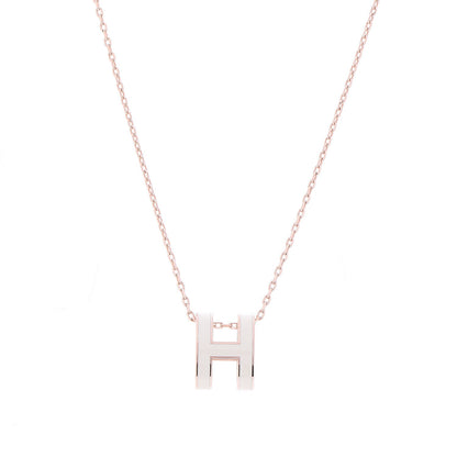 Hermes Lacquered Rose Gold Pop H Pendant Necklace White 4 of 7