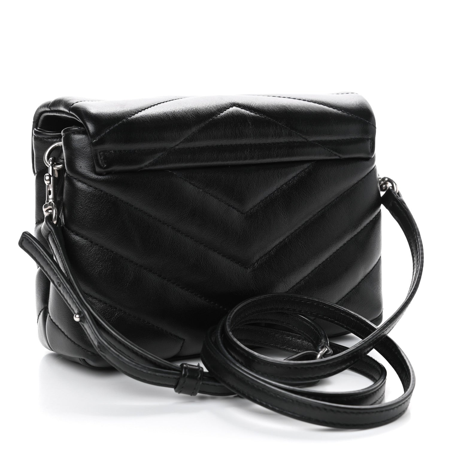 Saint Laurent Calfskin Y Quilted Monogram Toy Loulou Crossbody Bag Black 2 of 4