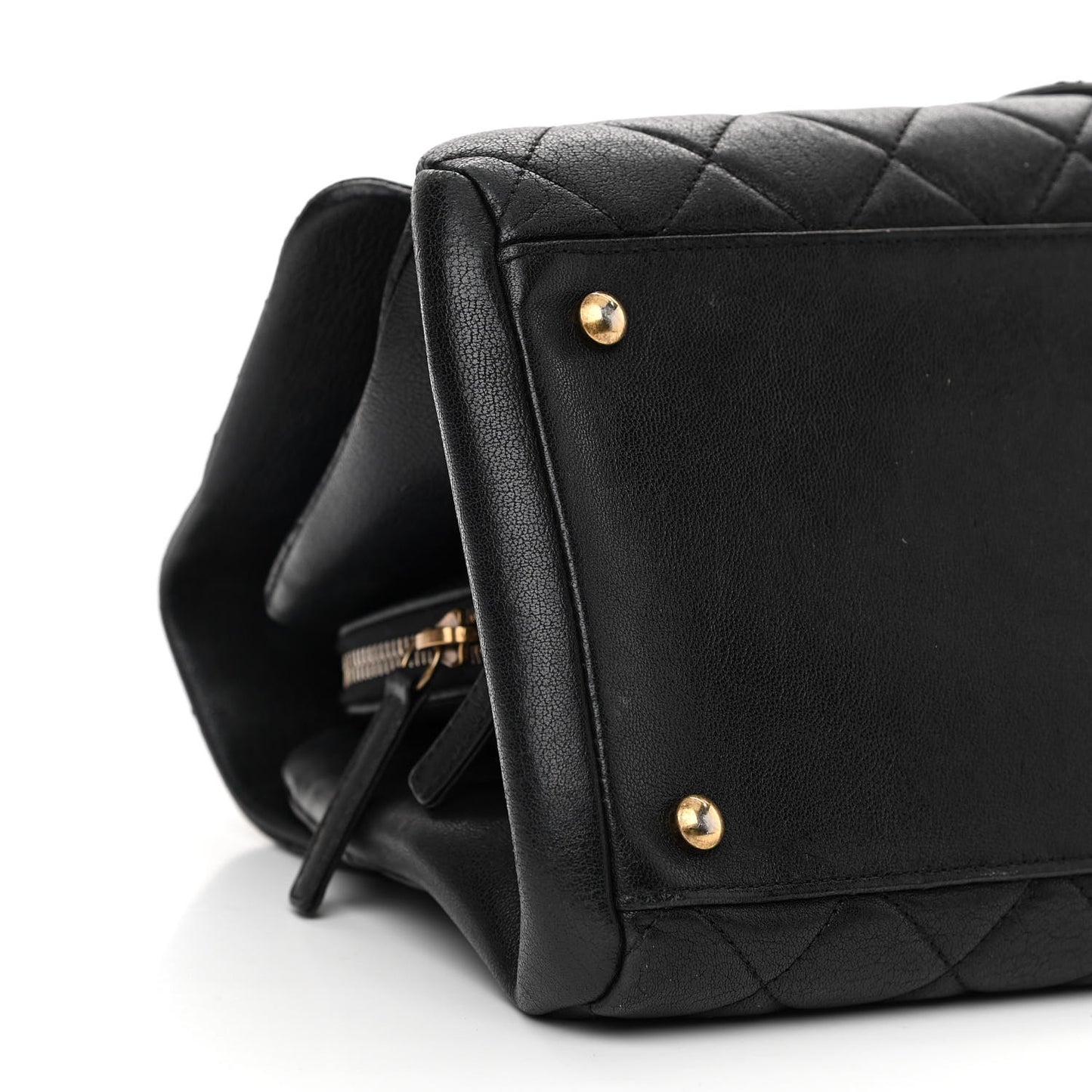 Shiny Sheepskin Quilted Large Trapezio Flap Black