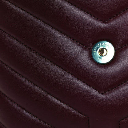 Saint Laurent Calfskin Y Quilted Monogram Small Loulou Chain Satchel Dark Legion Red 13 of 13