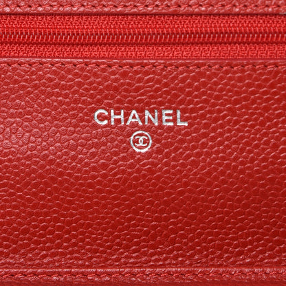 Chanel Caviar Quilted Wallet On Chain WOC Red 6 of 10