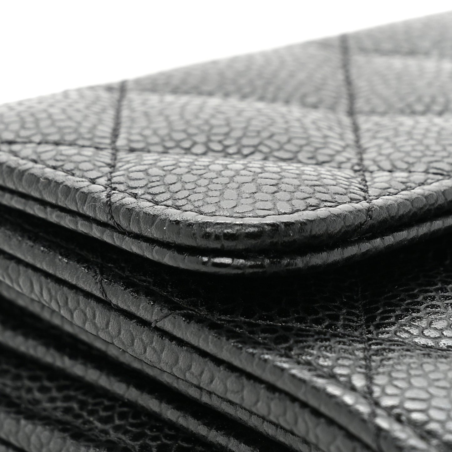 Caviar Quilted Large Flap Wallet Black