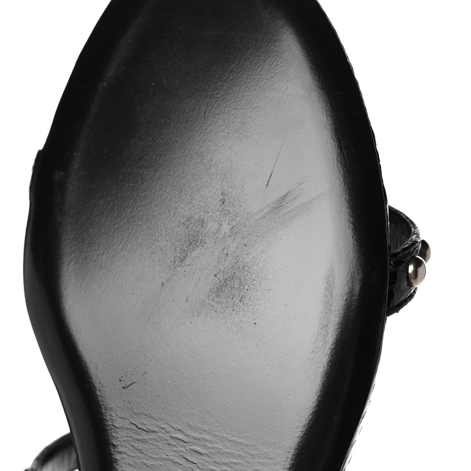 Saint Laurent Ayers Snakeskin Embellished Kate Flat Sandals 36 Black 9 of 10