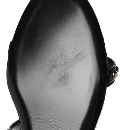 Saint Laurent Ayers Snakeskin Embellished Kate Flat Sandals 36 Black 9 of 10