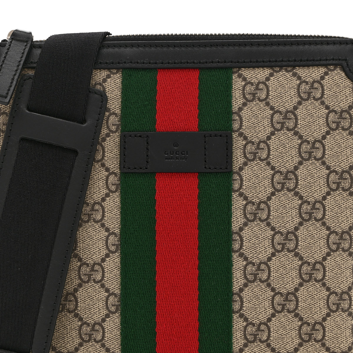 Gucci GG Supreme Monogram Web Messenger Bag Black 8 of 10