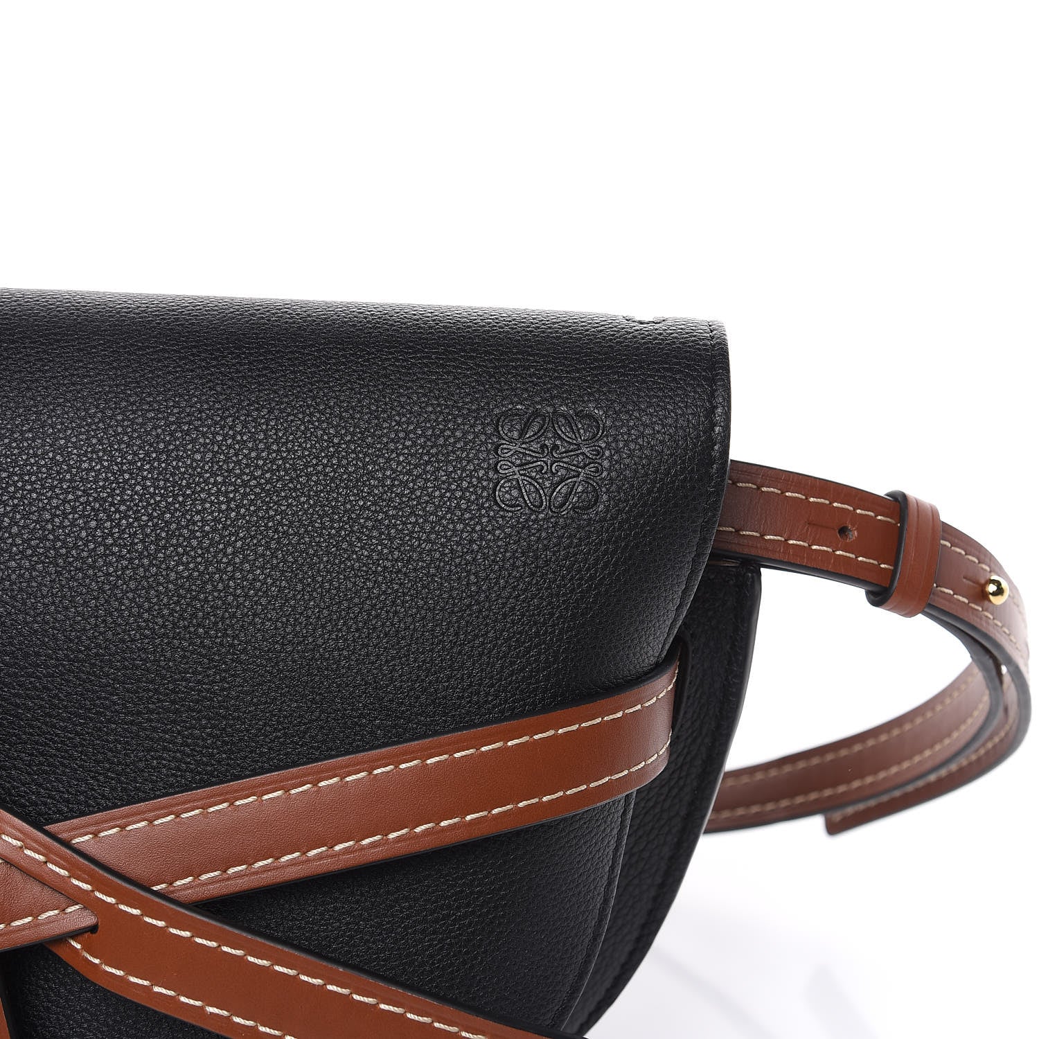 Loewe Grained Calfskin Small Gate Crossbody Bag Pecan Black 7 of 9