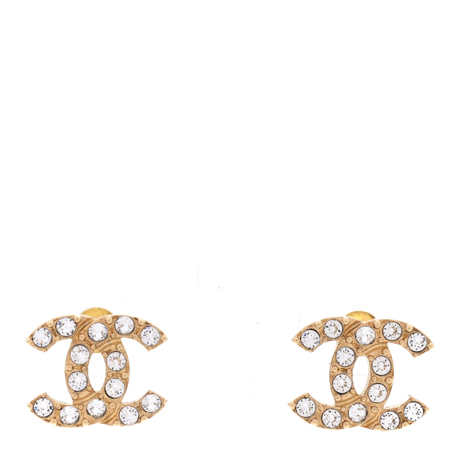 Chanel Crystal CC Earrings Gold 1 of 5