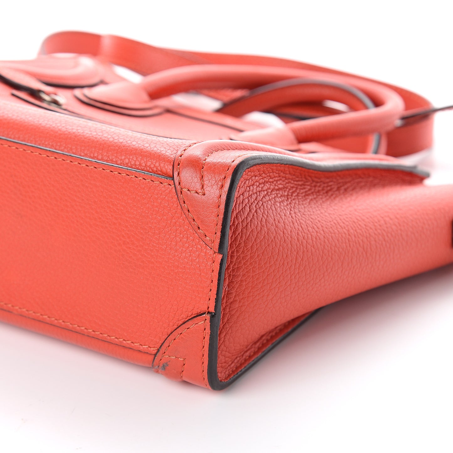 Drummed Calfskin Nano Luggage Coquelicot