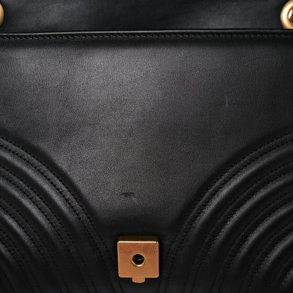 Gucci Calfskin Matelasse Medium GG Marmont Shoulder Bag Black 13 of 14