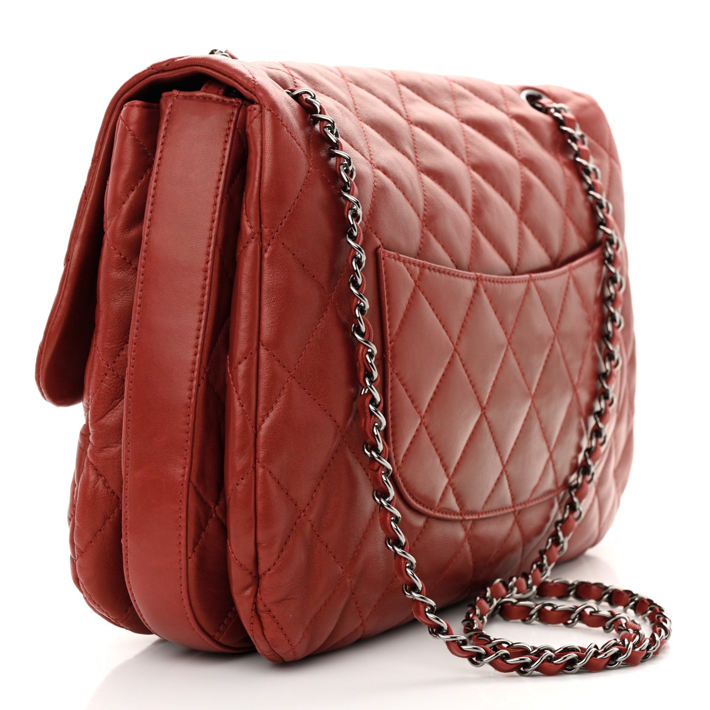 Lambskin Quilted Chanel 3 Maxi Flap Bag Red