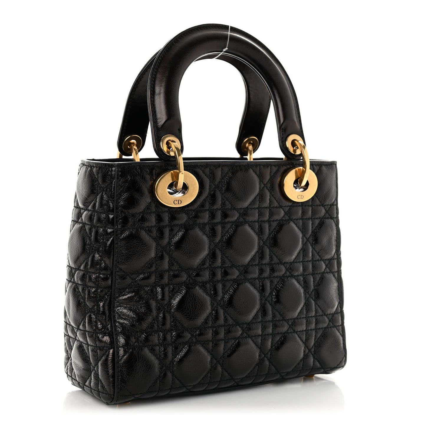 Crinkled Patent Cannage Small Lucky Badges My Lady Dior Black
