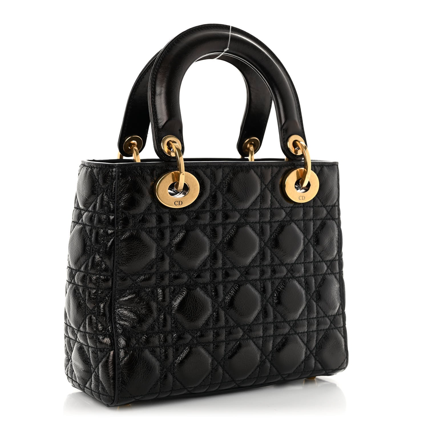 Christian Dior Crinkled Patent Cannage Small Lucky Badges My Lady Dior Black 3 of 9