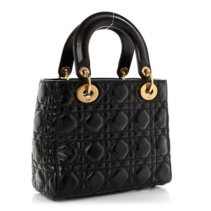 Christian Dior Crinkled Patent Cannage Small Lucky Badges My Lady Dior Black 3 of 9