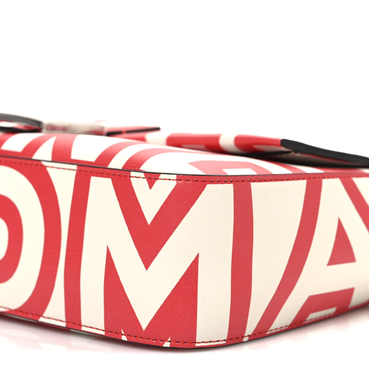 X MARC JACOBS Vitello Seta Logo Print Baguette Glow Coral White