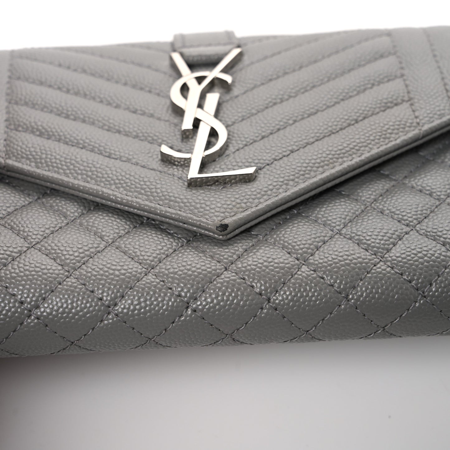 Grain De Poudre Mixed Matelasse Triquilt Large Monogram Wallet Stone