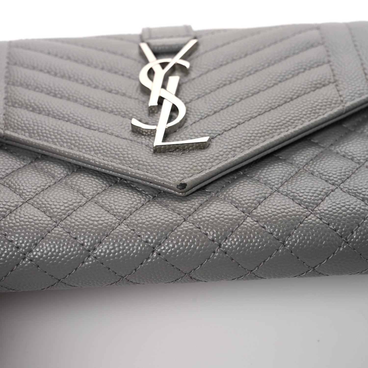 Saint Laurent Grain De Poudre Mixed Matelasse Triquilt Large Monogram Wallet Stone 8 of 8