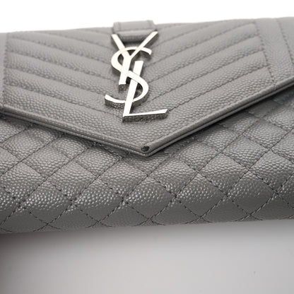 Saint Laurent Grain De Poudre Mixed Matelasse Triquilt Large Monogram Wallet Stone 8 of 8