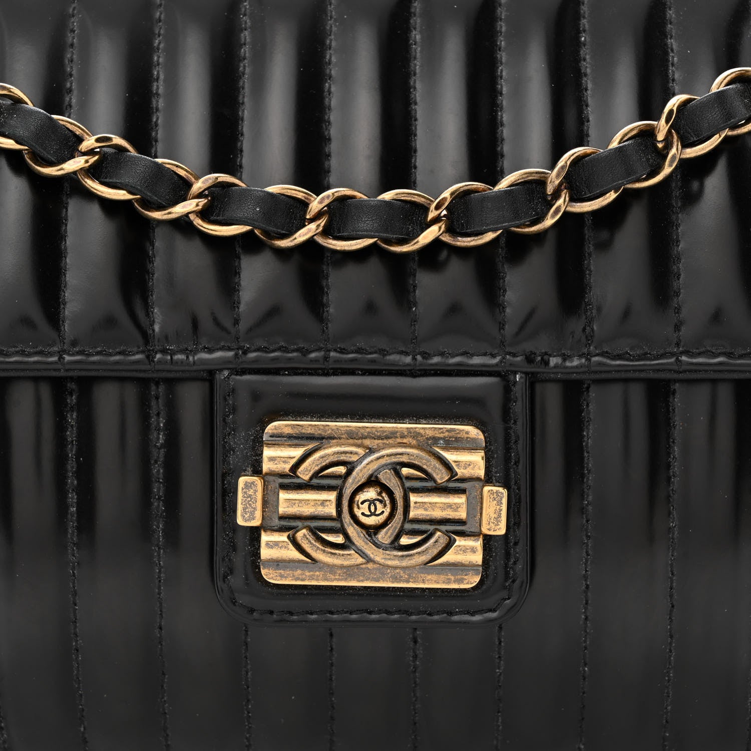 Chanel Patent Vertical Quilt Maharaja Express Flap Black 8 of 11