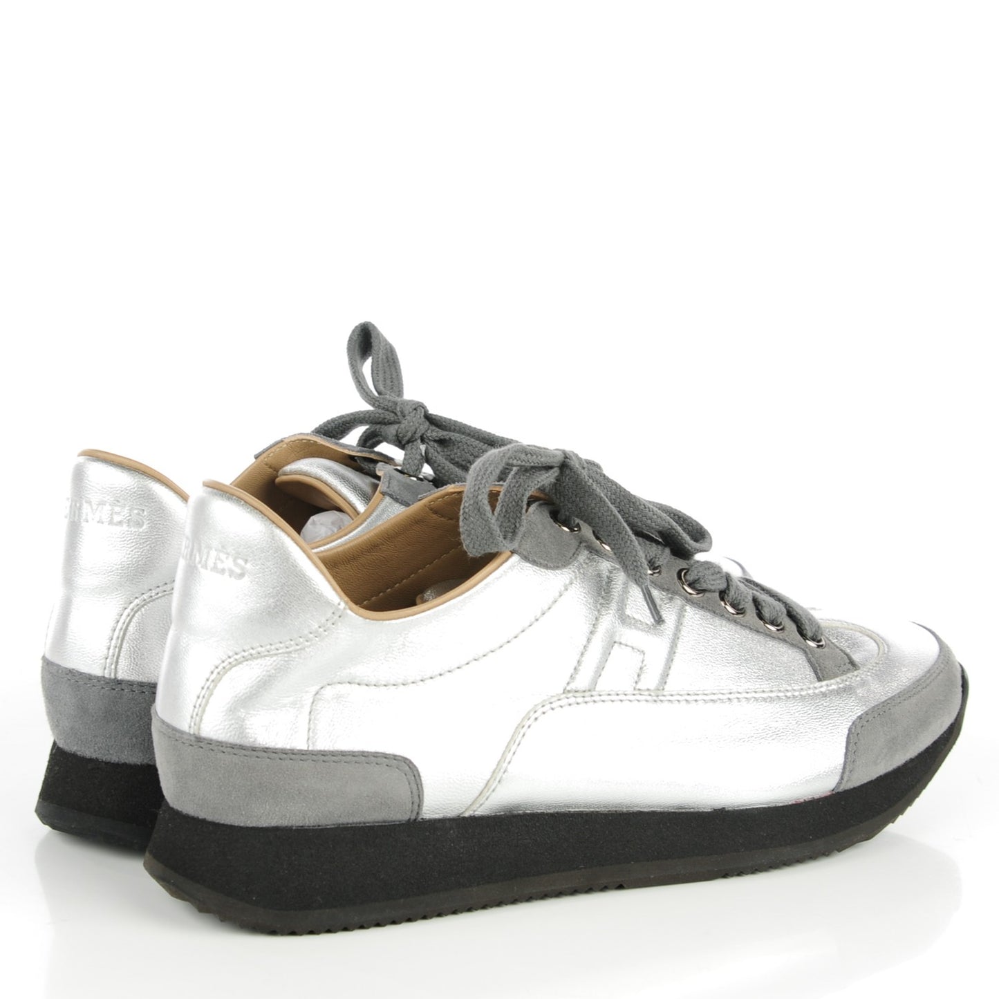 Nappa Suede Goatskin Goal Sneakers 36.5 Silver Ash