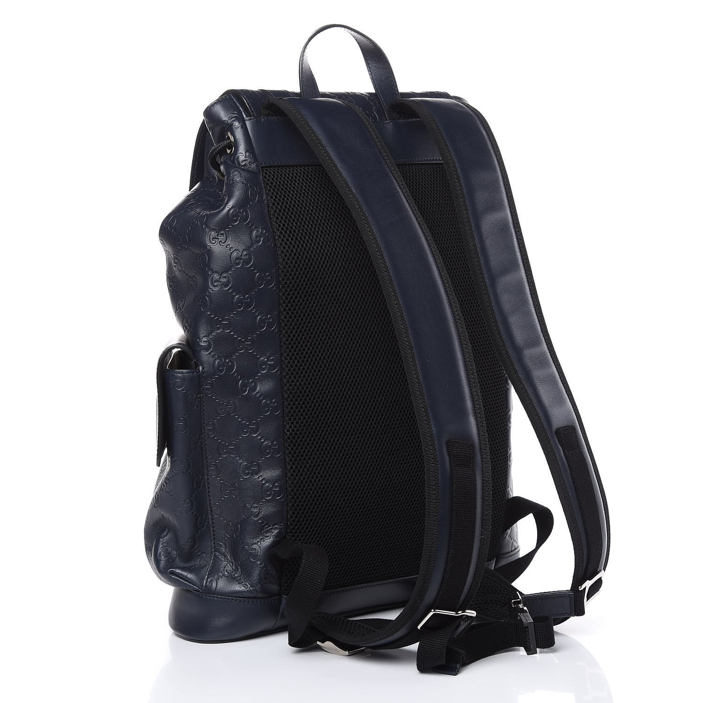 Guccissima Signature Double Buckle Backpack Blue