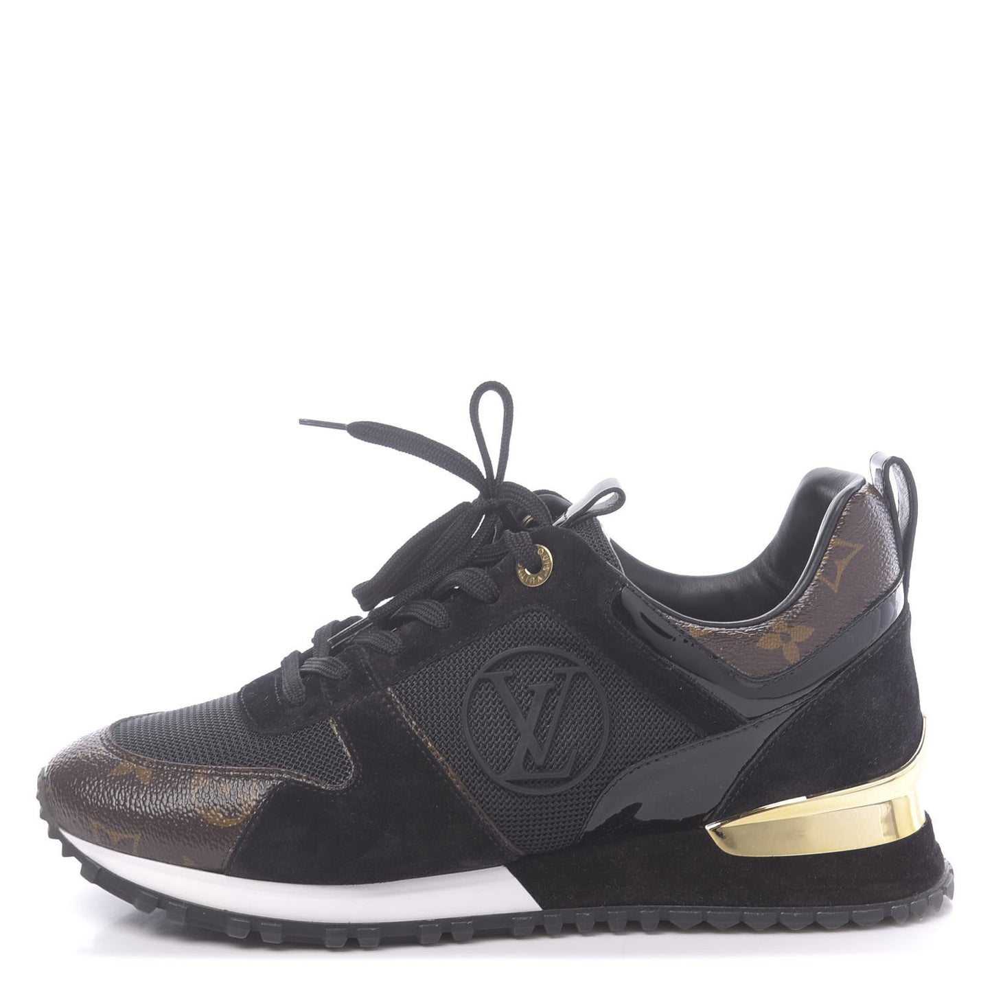 Suede Monogram Run Away Sneakers 38 Black