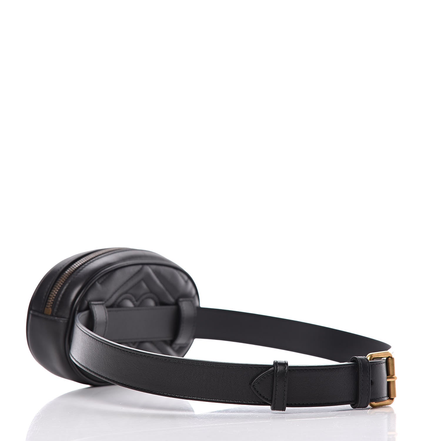 Gucci Calfskin Matelasse GG Marmont Belt Bag 85 34 Black 3 of 10