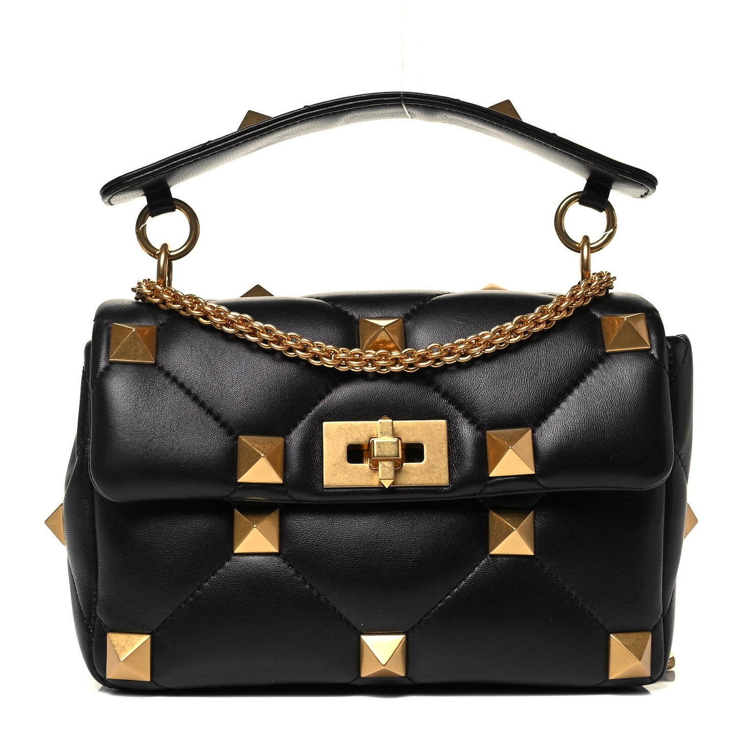 Nappa Medium Roman Stud Shoulder Bag Black