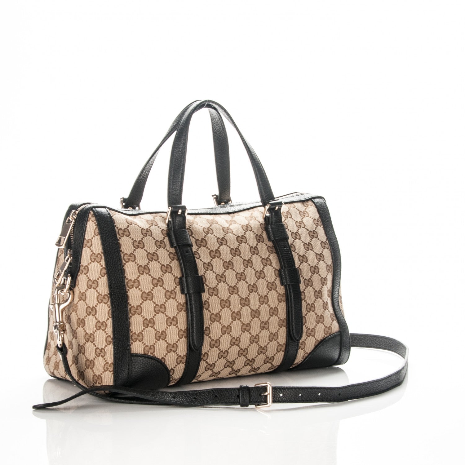 Gucci Monogram Cellarius Calfskin Large Boston Beige Ebony Black 3 of 8