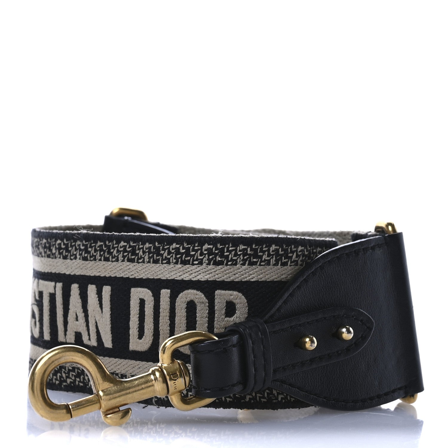 Christian Dior Canvas Embroidered Shoulder Strap Black 1 of 7
