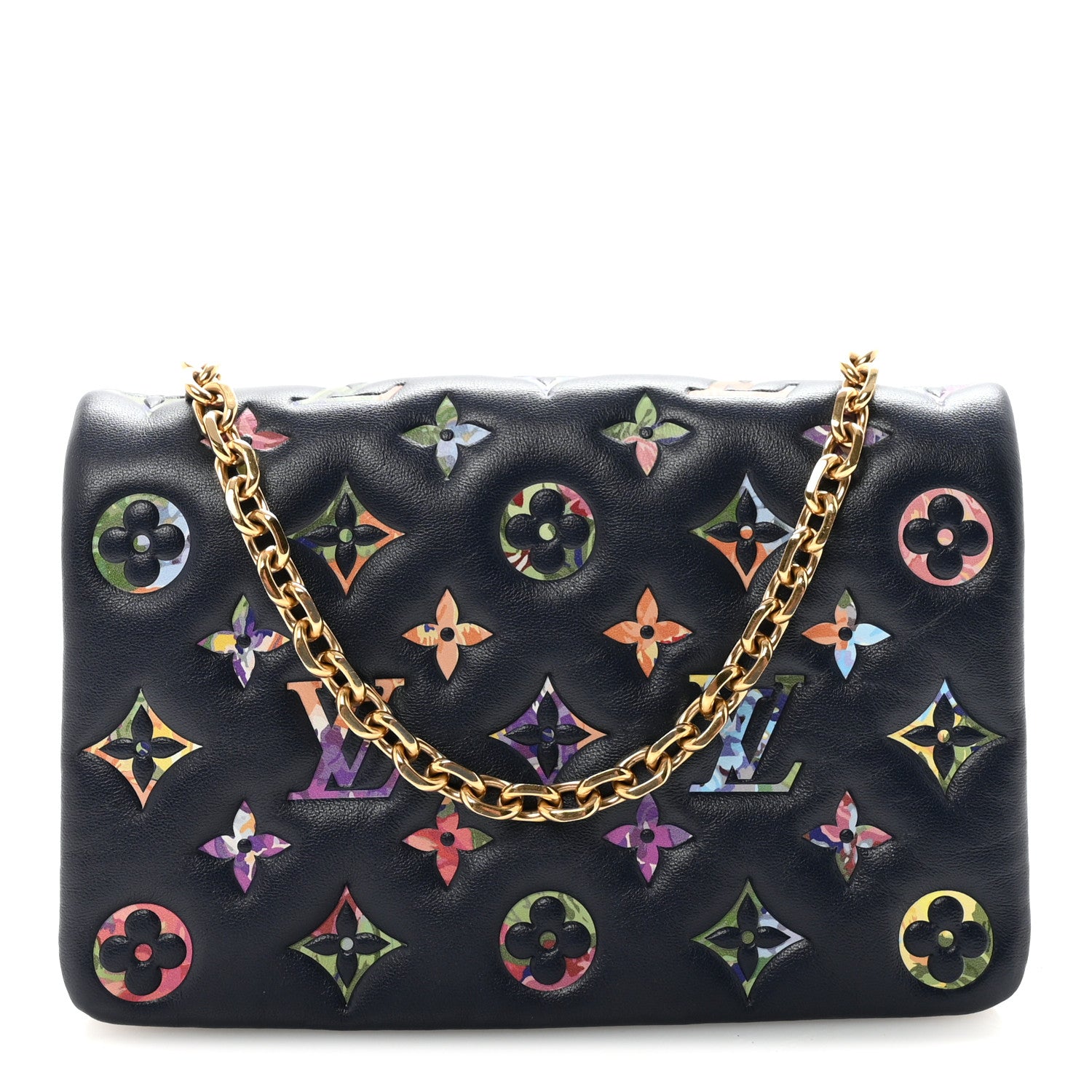 Louis Vuitton Lambskin Embossed Monogram LV Garden Pochette Coussin Navy 1 of 10