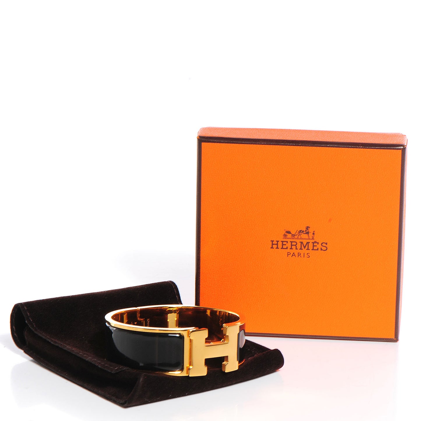 Enamel Wide Clic Clac H Bracelet PM Black